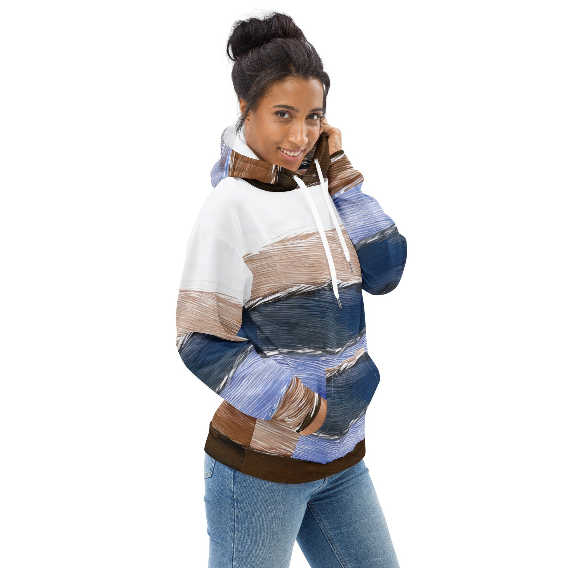 Womens Graphic Hoodie Rustic Hues Pattern | Grey Coco