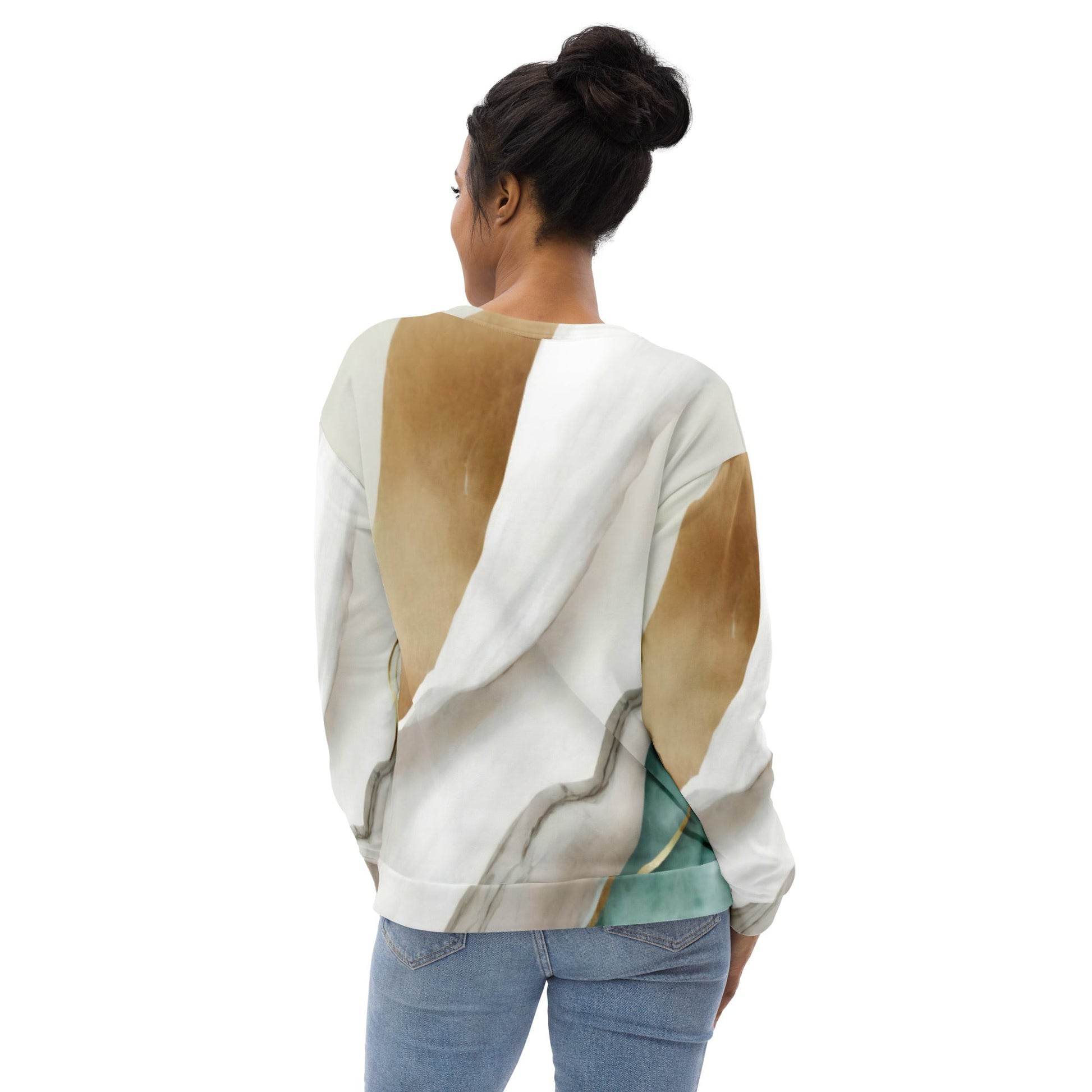 Womens Graphic Sweatshirt - Cream and White Marbled Pattern | Grey Coco
