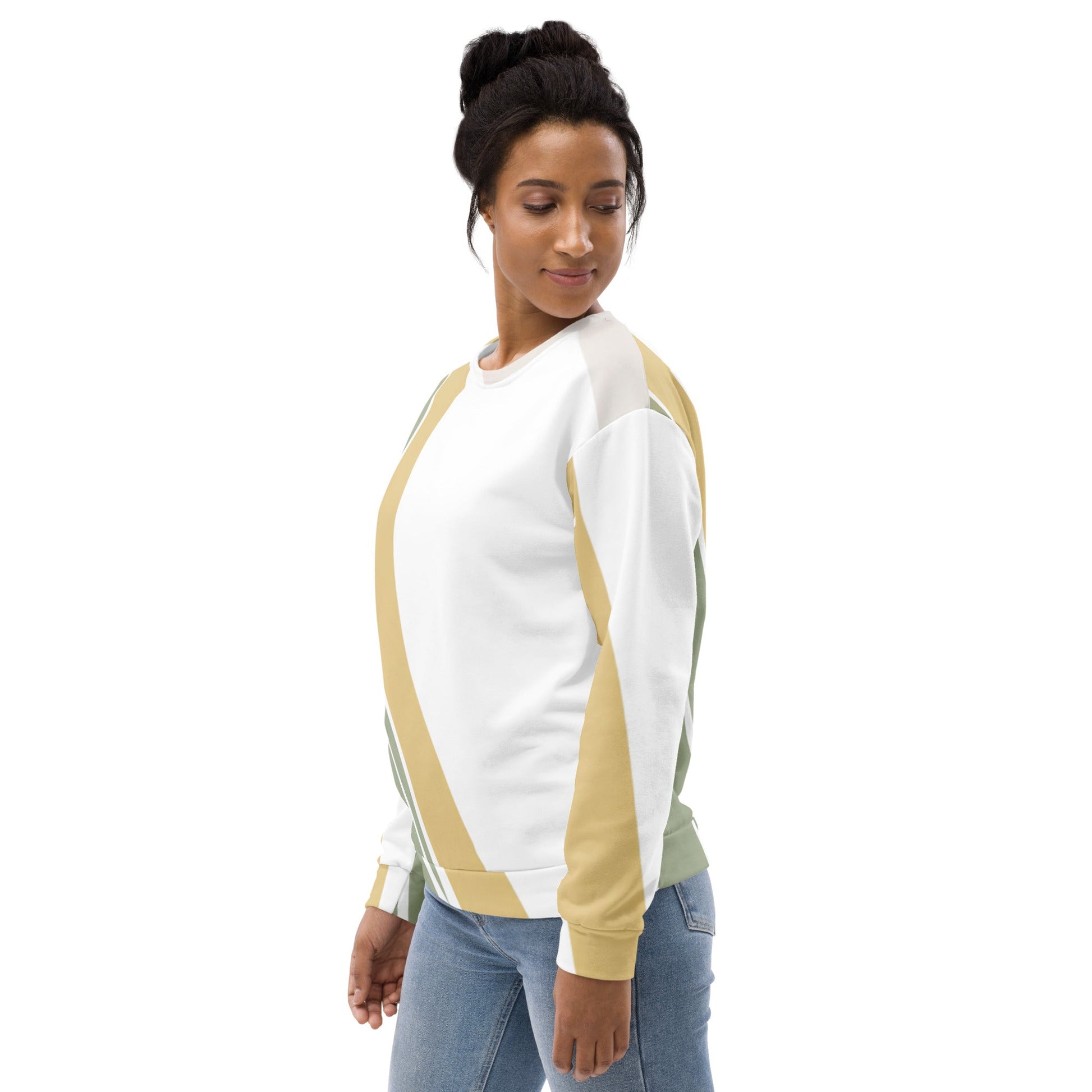 Graphic Sweatshirt for Women Green Abstract Geometric Pattern | Grey Coco
