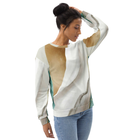 Womens Graphic Sweatshirt - Cream and White Marbled Pattern | Grey Coco