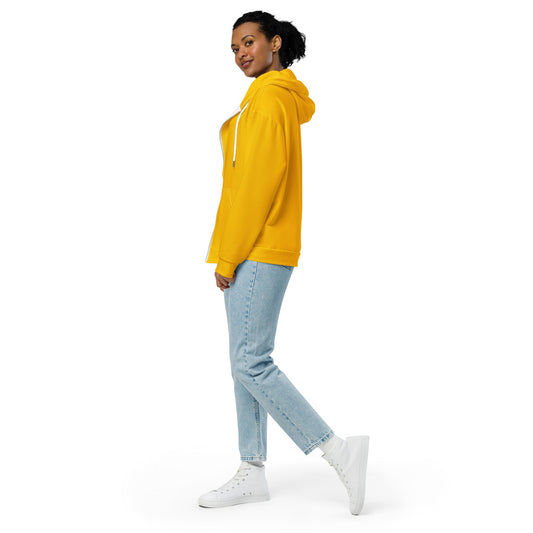Womens Graphic Zip Hoodie Golden Yellow | Sustainable, Cozy & Stylish