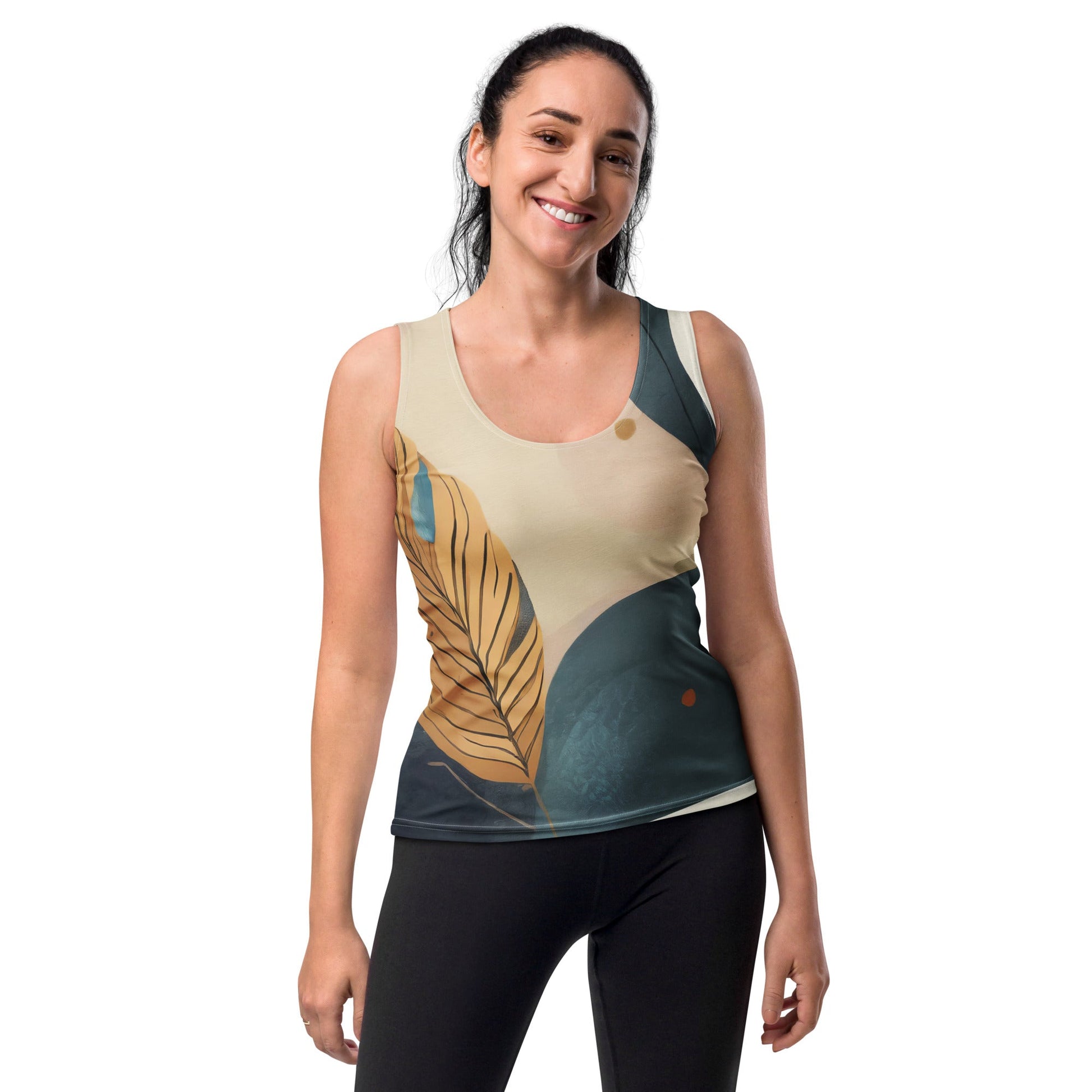 Womens Stretch Fit Tank Top - Boho Style Print | Grey Coco