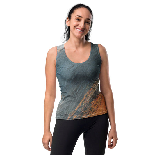 Womens Stretch Fit Tank Top - Blue Orange Abstract Pattern | Lightweight & Comfortable