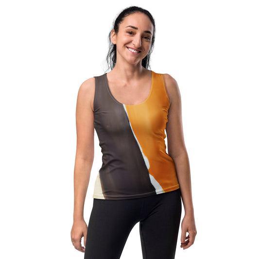 Womens Stretch Fit Tank Top - Yellow Brown Abstract Pattern | Comfortable Activewear