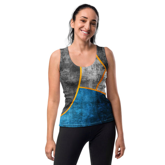 Womens Stretch Fit Tank Top - Blue Grey Design | Grey Coco