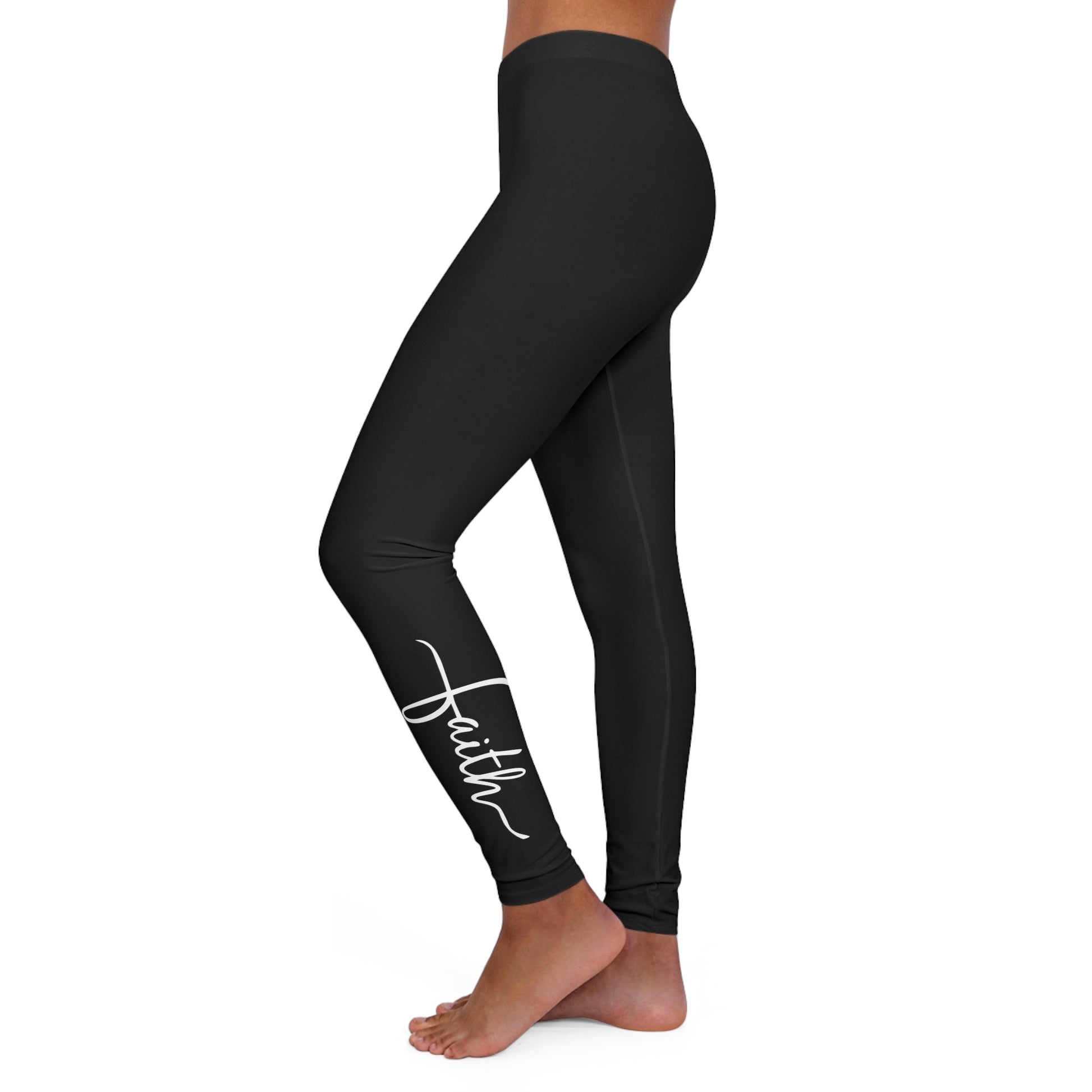 Womens Black Fitness Leggings - Faith Christian Inspiration | Grey Coco