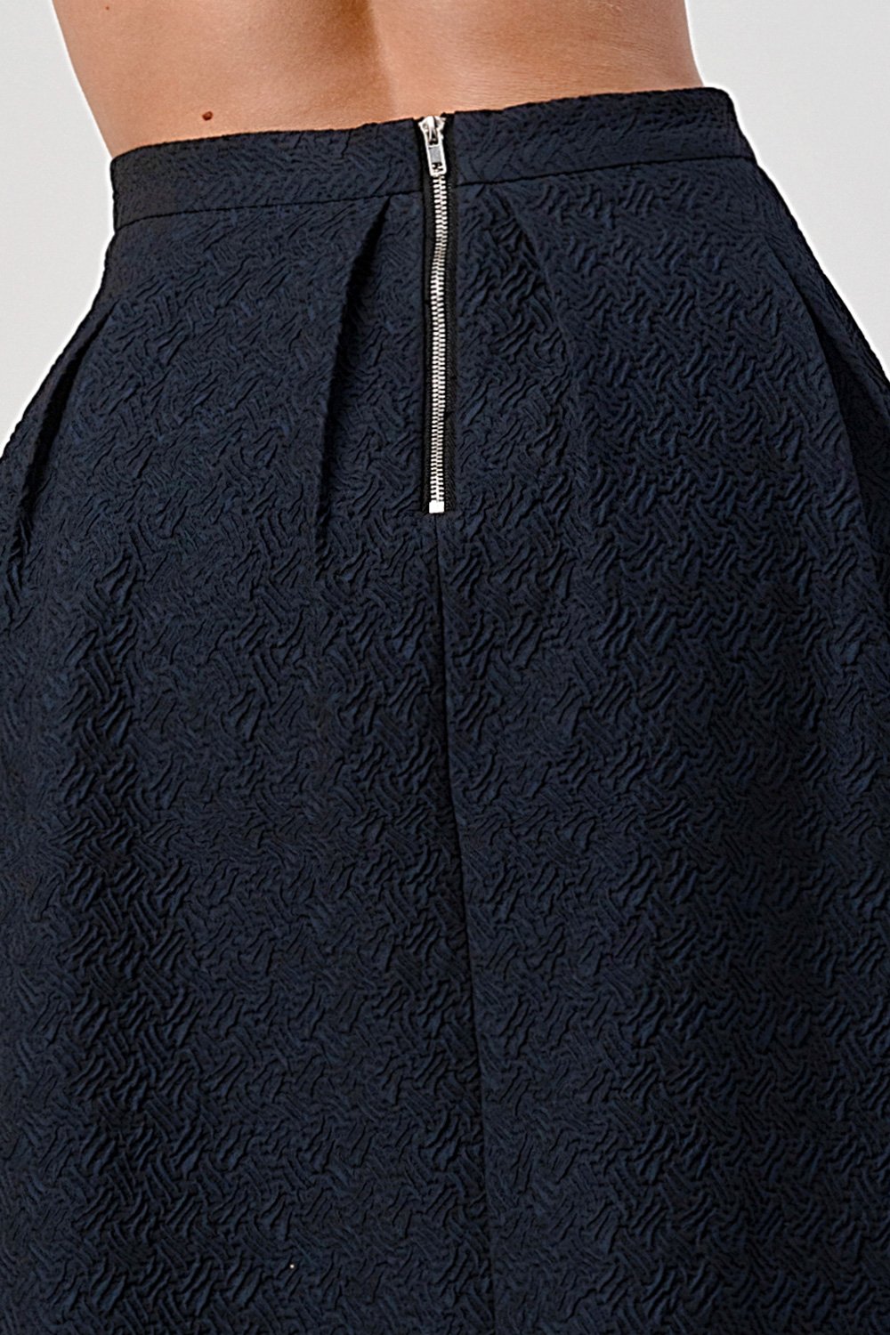Textured A-Line Midi Skirt with Pleats | Indigo Arrowwood