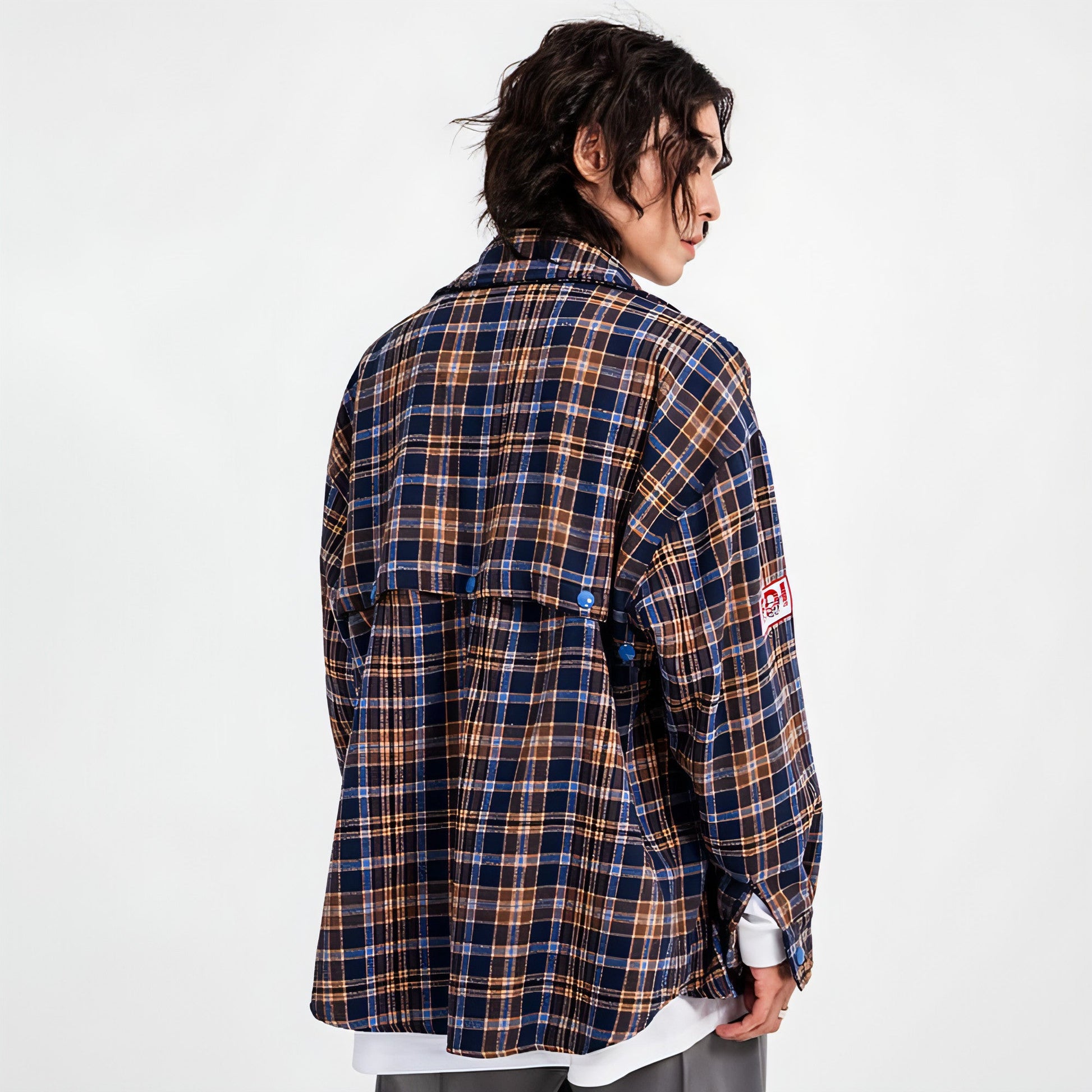 Fashion Brand Plaid Long Sleeve DressShirt Coat Jacket Men & Women | Carmine Juneberry