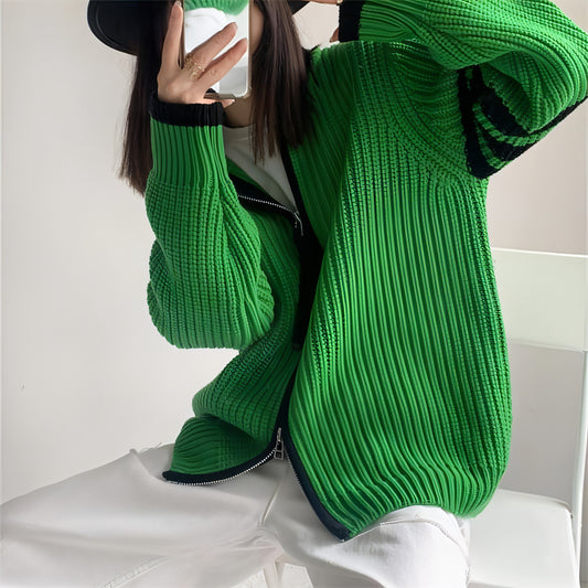Zipped Stand Collar Sweater Coat Women - Edition 25