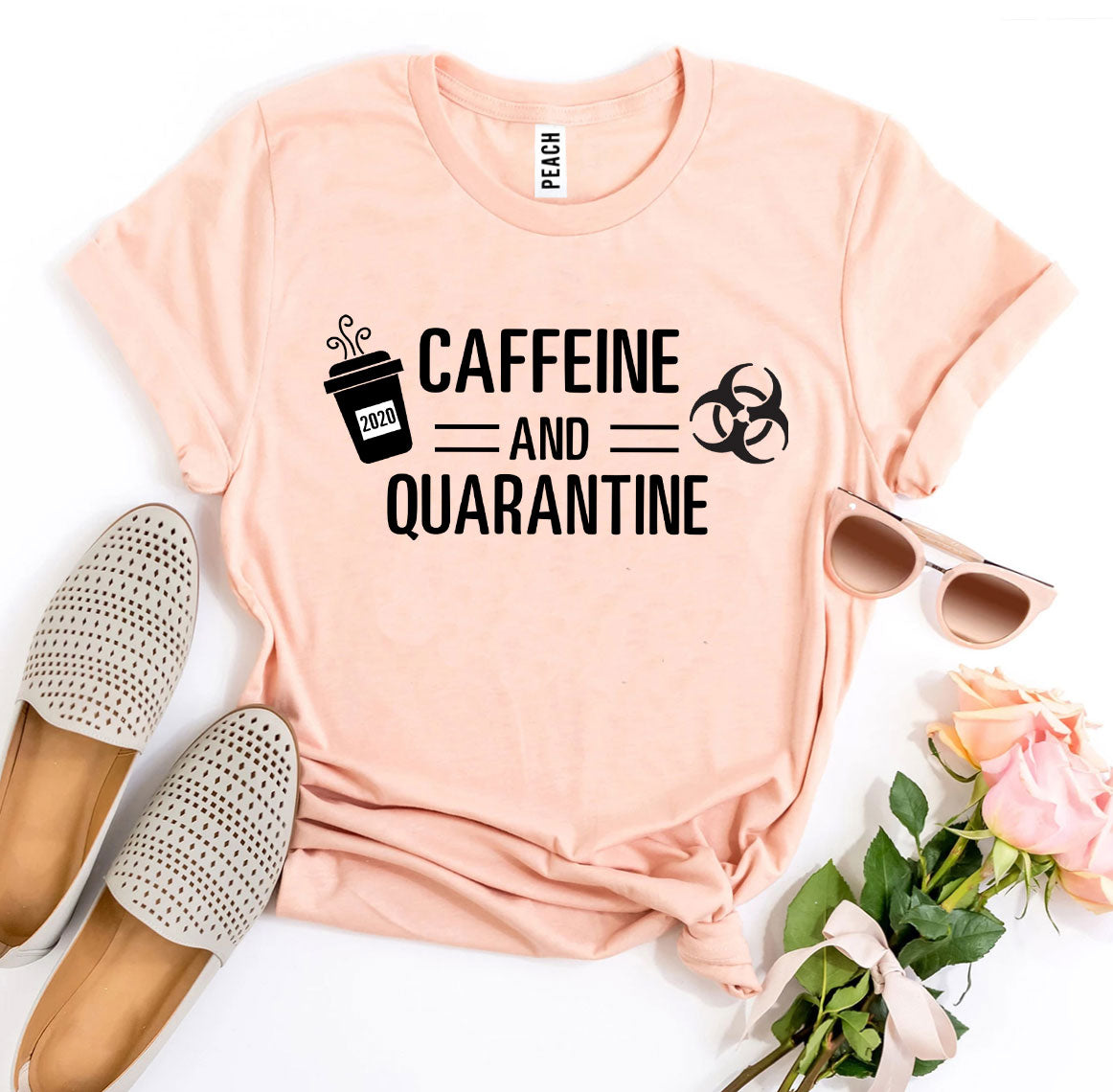 Caffeine & Quarantine T-shirt | Soft Ring Spun Cotton Graphic Tee | Agate