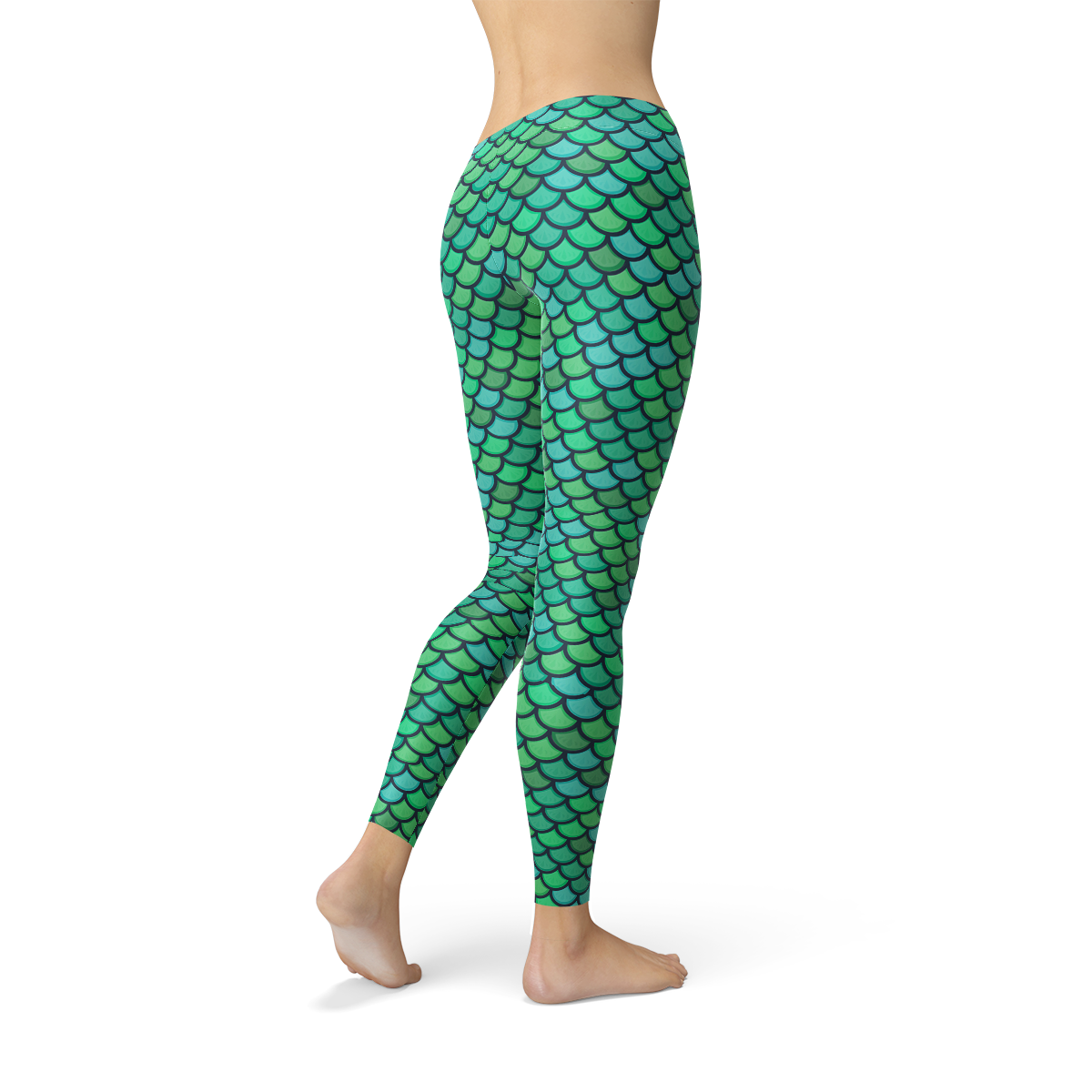 Womens Green Mermaid Leggings | Maroon Sooty
