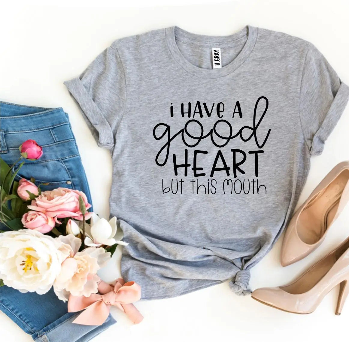 I Have a Good Heart But This Mouth T-Shirt | Agate