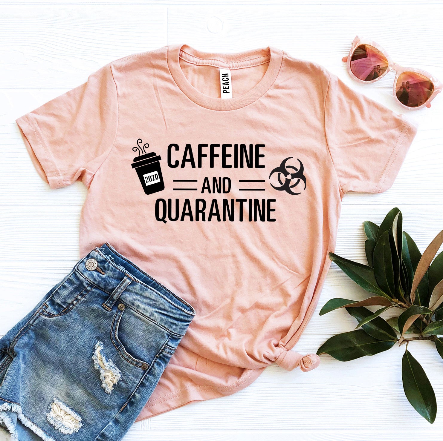 Caffeine & Quarantine T-shirt | Soft Ring Spun Cotton Graphic Tee | Agate
