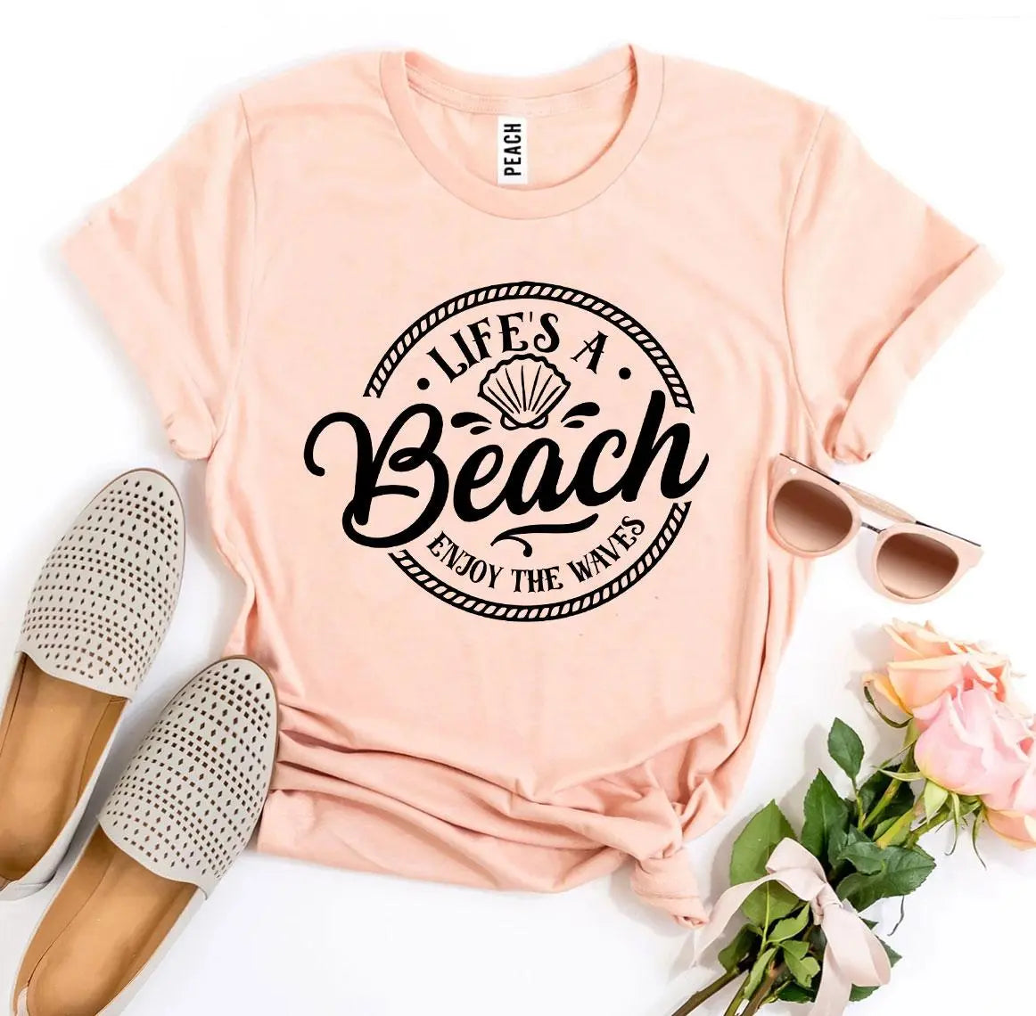 Life’s a Beach Enjoy The Waves T-shirt | Premium Ring Spun Cotton, Comfortable Fit | Agate