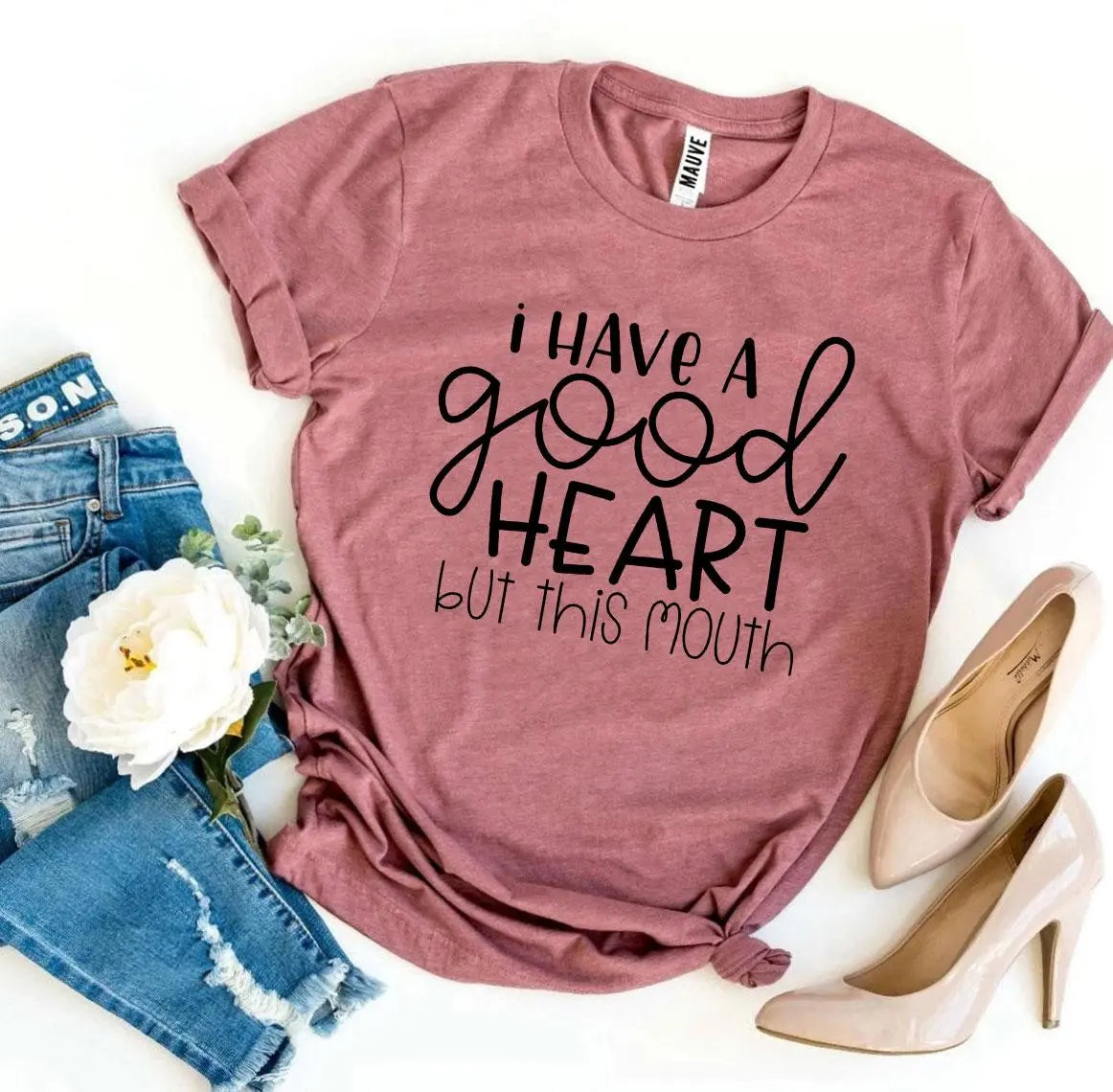 I Have a Good Heart But This Mouth T-Shirt | Agate