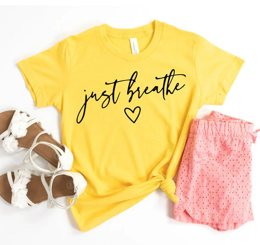 Just Breathe T-shirt | Unisex Bella Canvas 3001 Soft Cotton Tee | White Caeneus