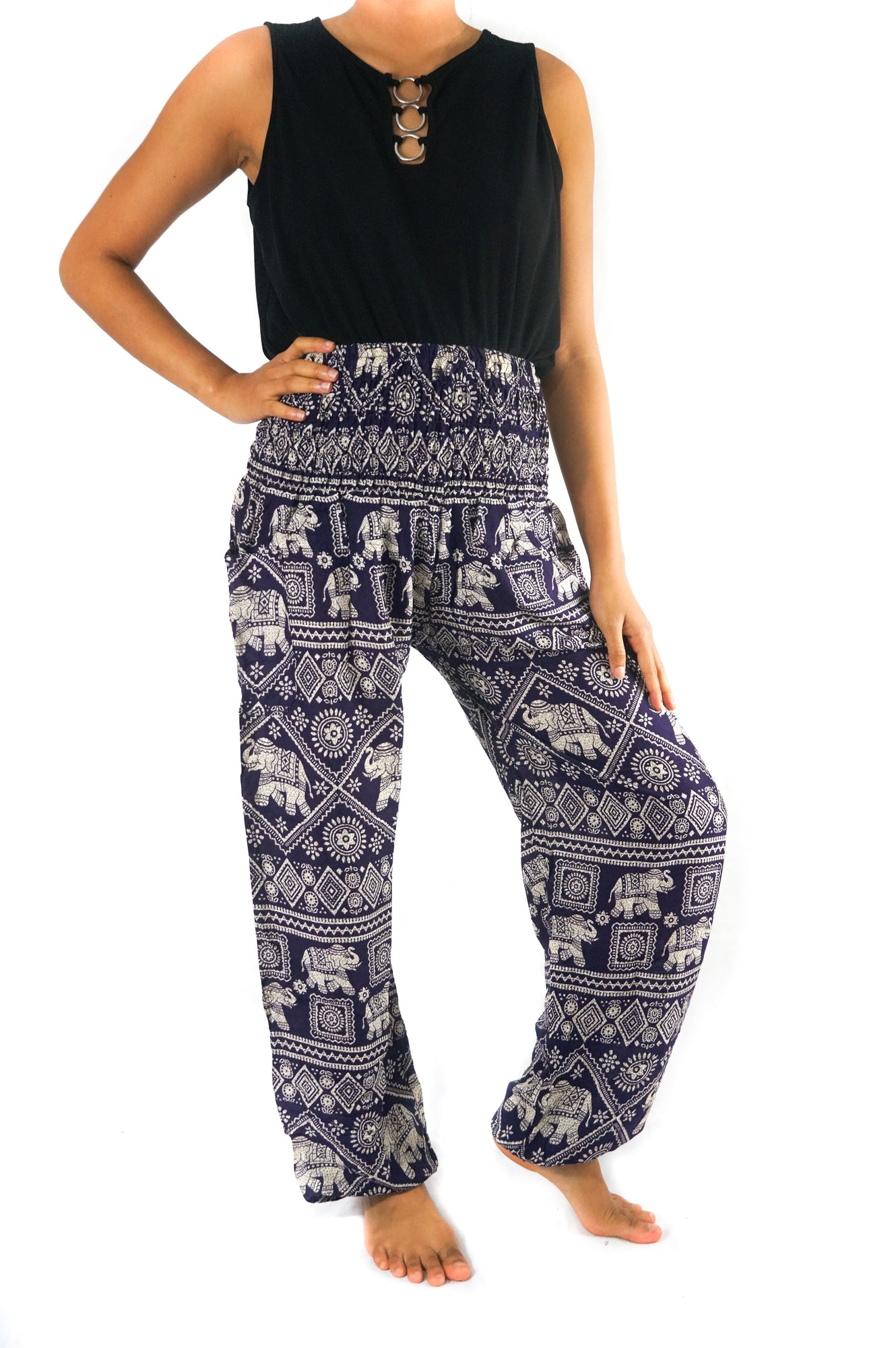 Purple Elephant Pants Harem Pants Boho Pants | Tan Smokey