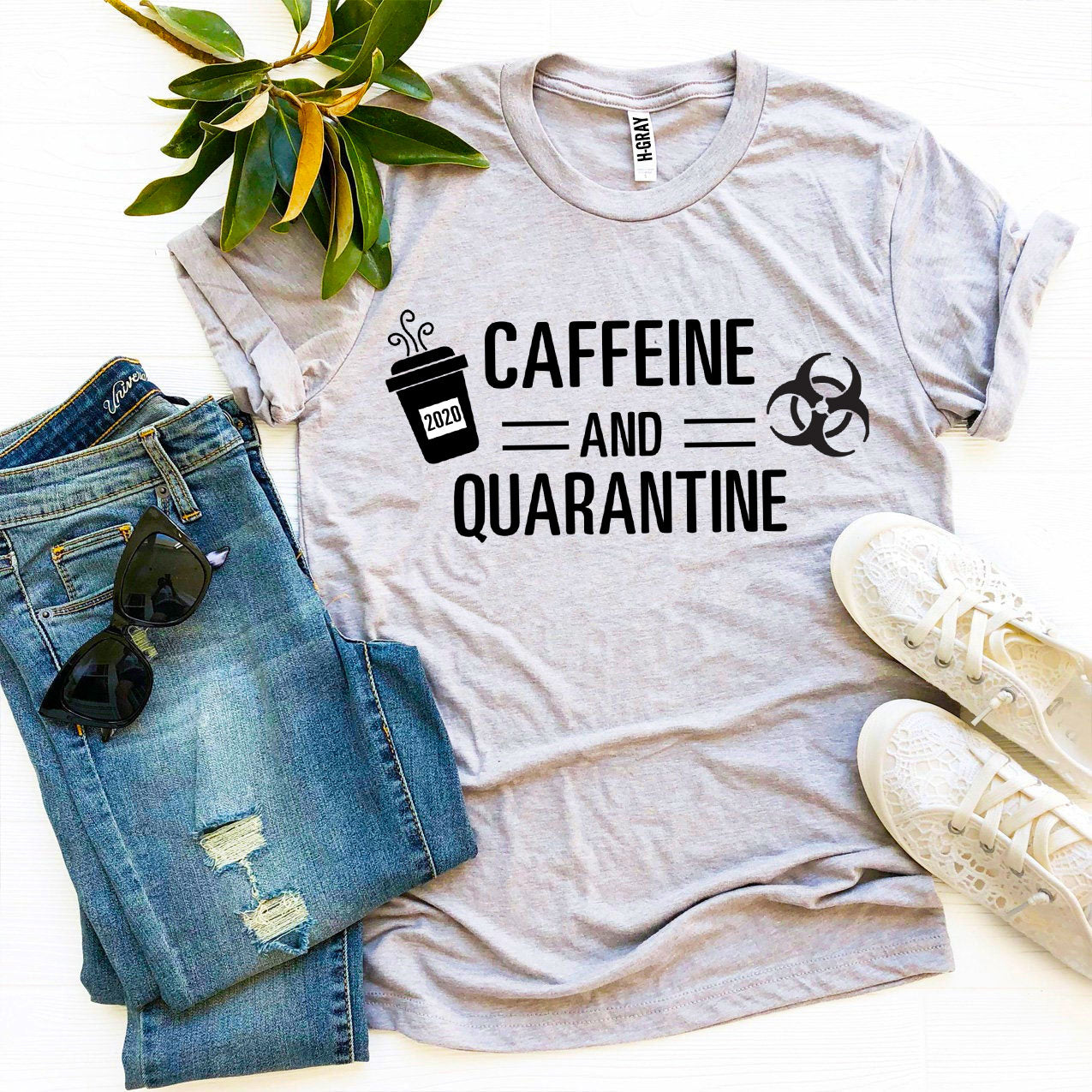 Caffeine & Quarantine T-shirt | Soft Ring Spun Cotton Graphic Tee | Agate
