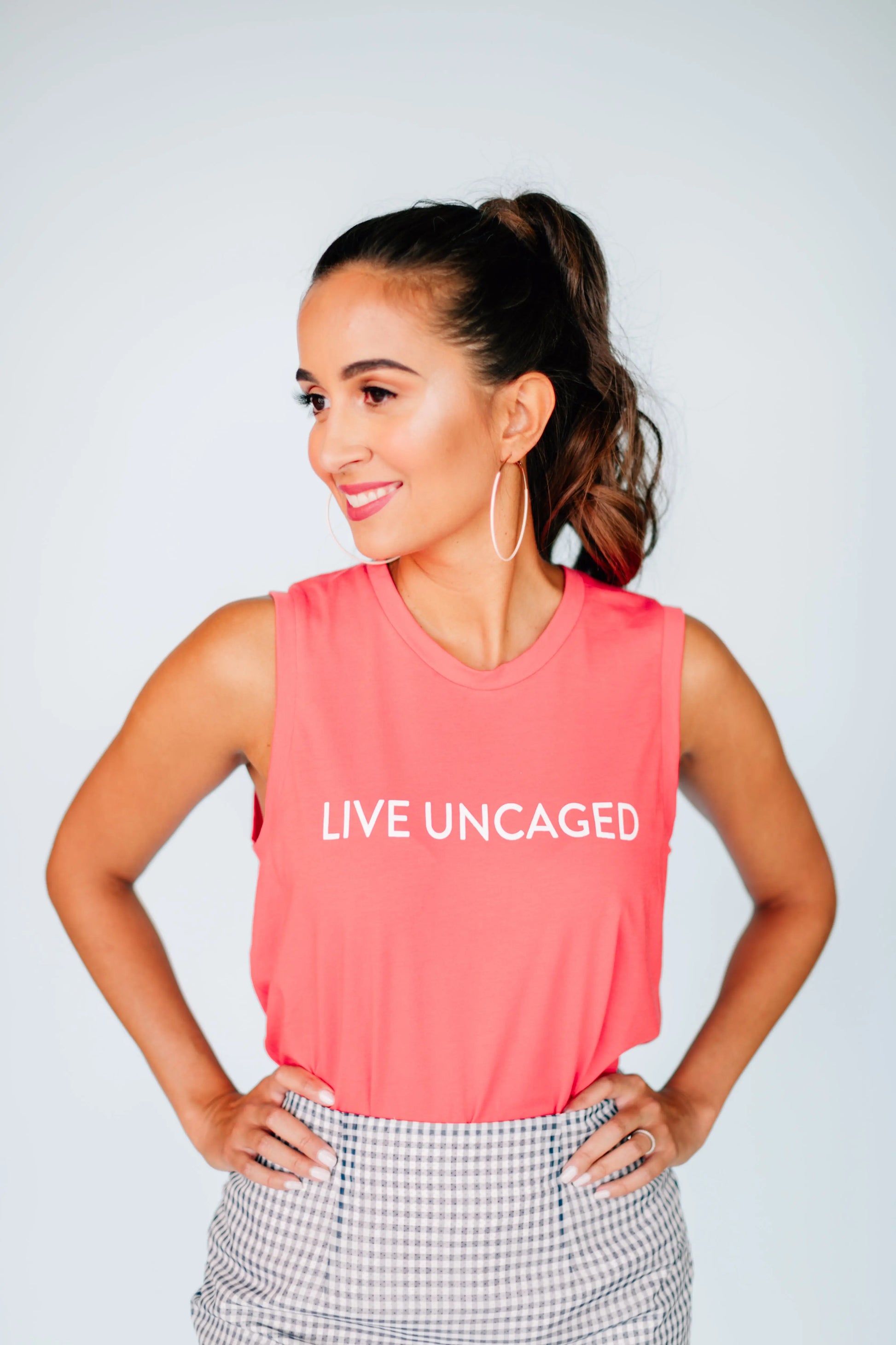 LIVE UNCAGED Tank | Women’s Soft Everyday Tank Top | Salmon Bella