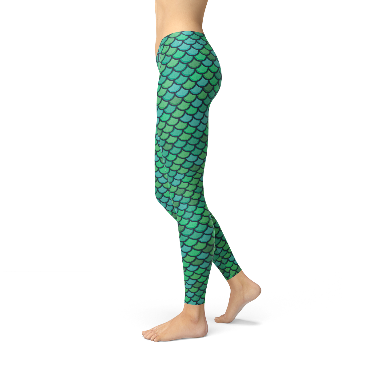 Womens Green Mermaid Leggings | Maroon Sooty