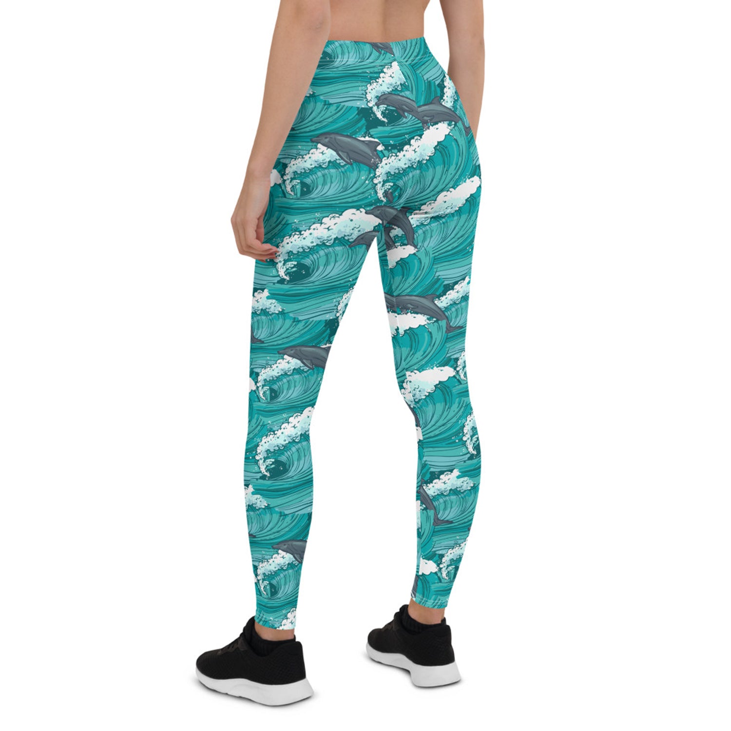 Womens Dolphin and Waves Leggings | Maroon Sooty