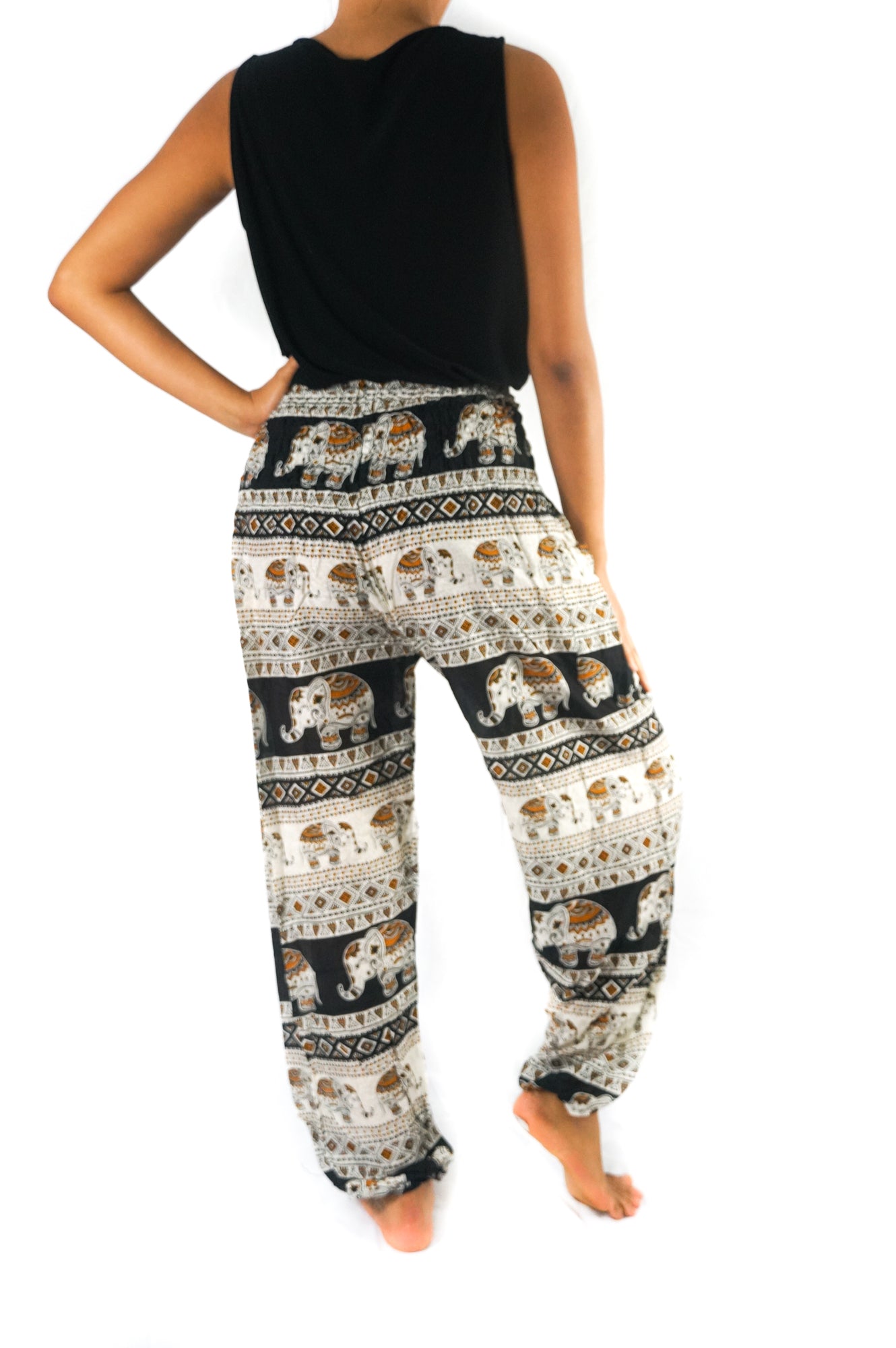 Black ELEPHANT Pants Women Boho Pants Hippie Pants Yoga | Tan Smokey