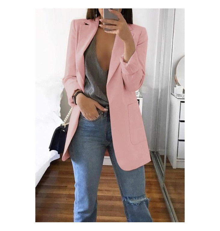 Autumn Women Casual Slim Blazers Suit Jacket Fashion Lady Office Suit | Blue Charlie