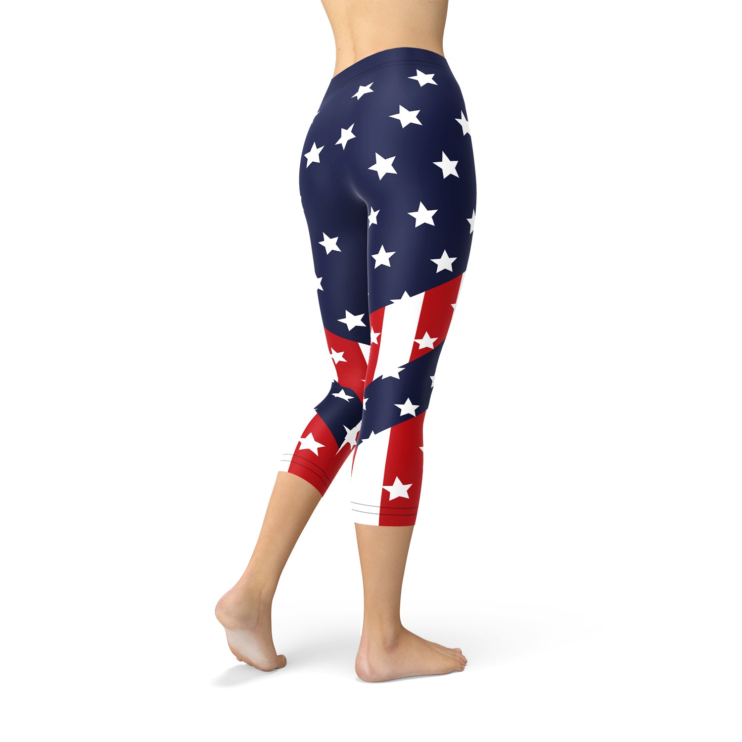 Womens American Flag Capri Leggings | Maroon Sooty