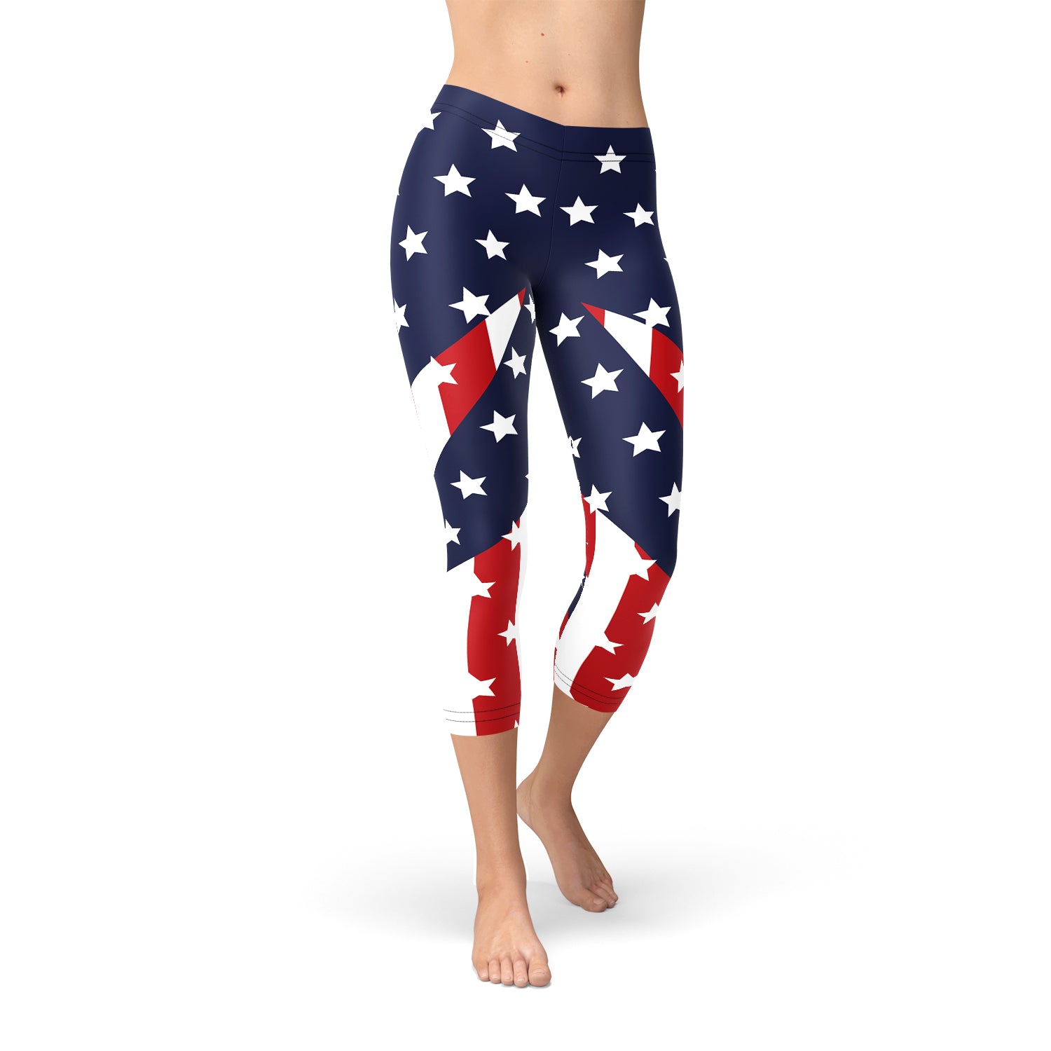 Womens American Flag Capri Leggings | Maroon Sooty
