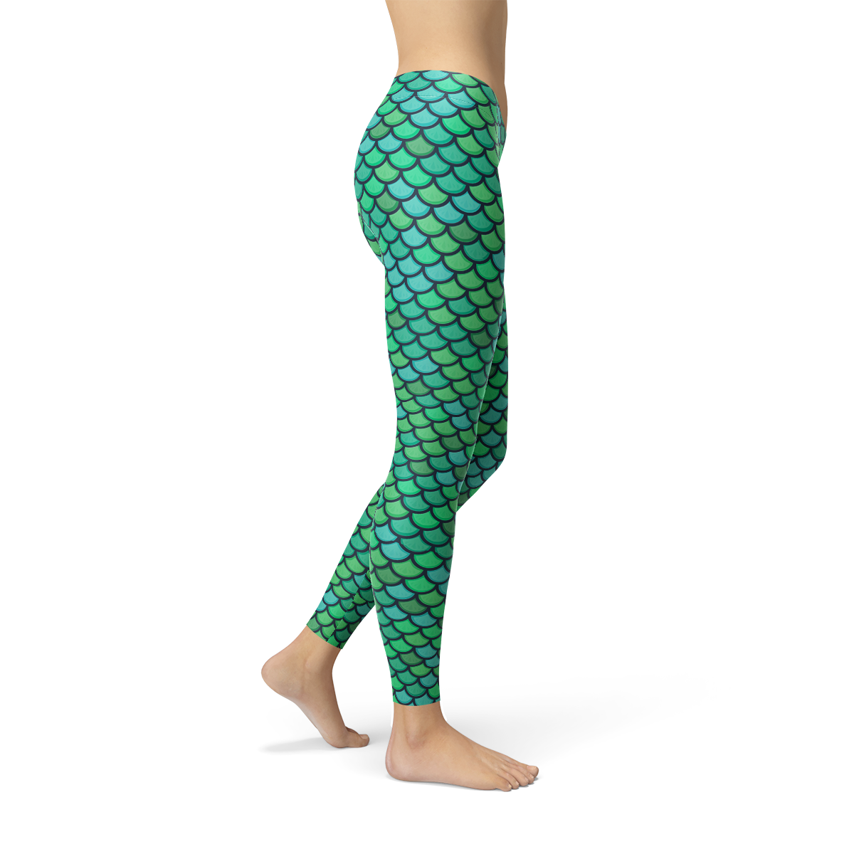 Womens Green Mermaid Leggings | Maroon Sooty