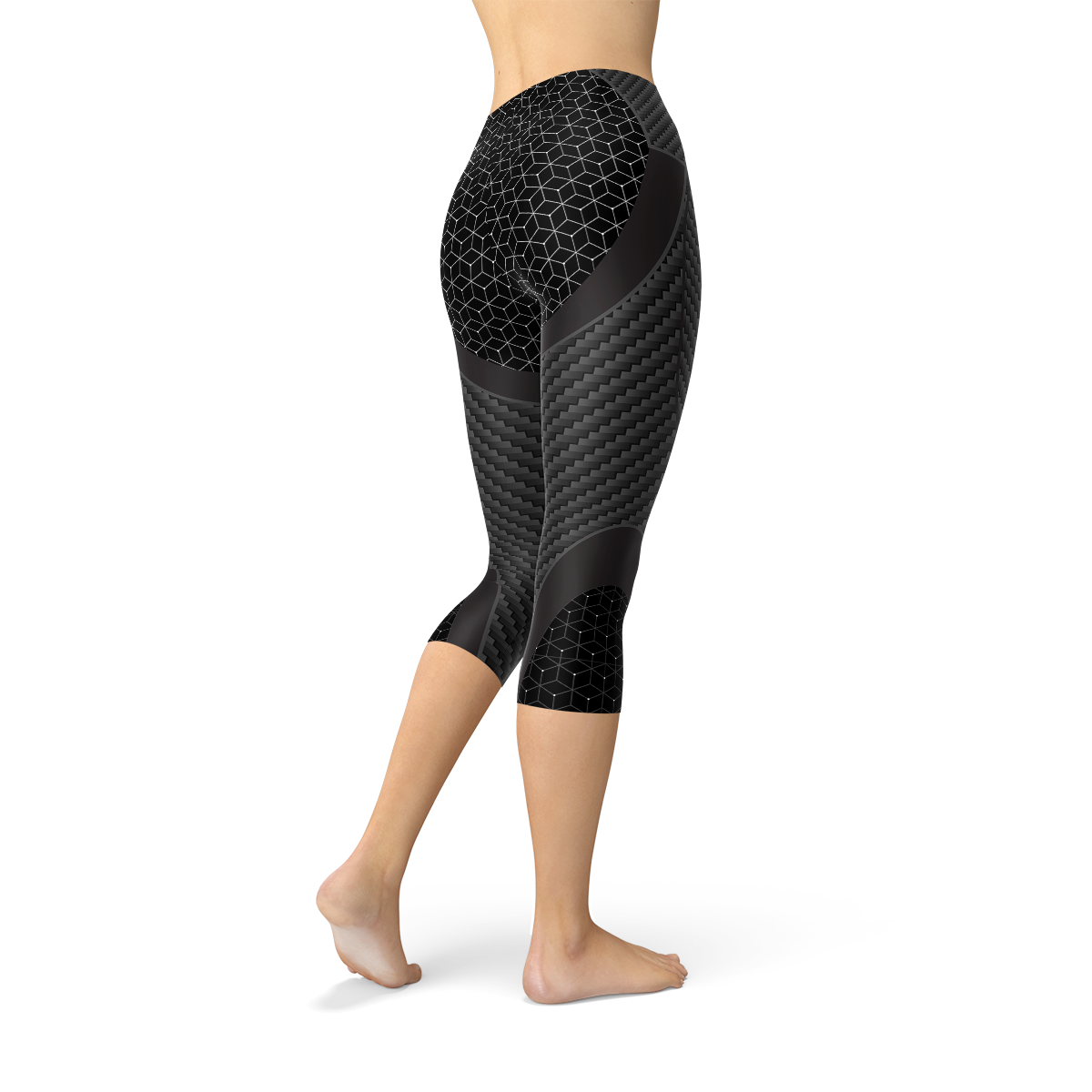 Womens Carbon Fiber Sports Capri Leggings | Maroon Sooty