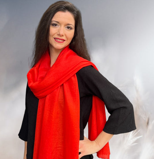Red Featherlight Solid Wool Scarf