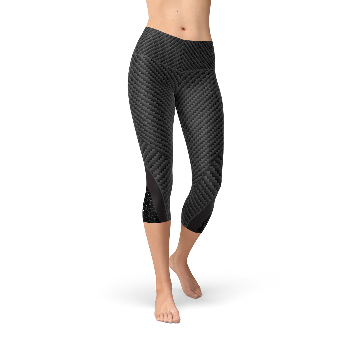 Womens Carbon Fiber Sports Capri Leggings | Maroon Sooty