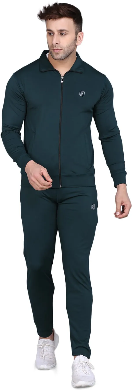 Dark Green Polyester Track suit for Men (Color-Dark Green) (Size-M)