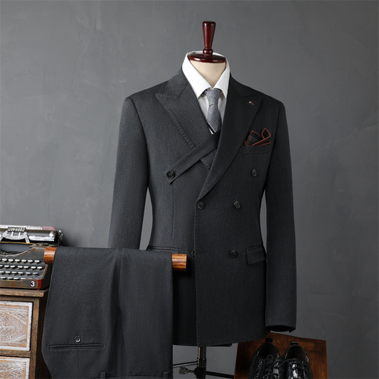 PrestigeForm™ – Men’s Double-Breasted Business Suit Set