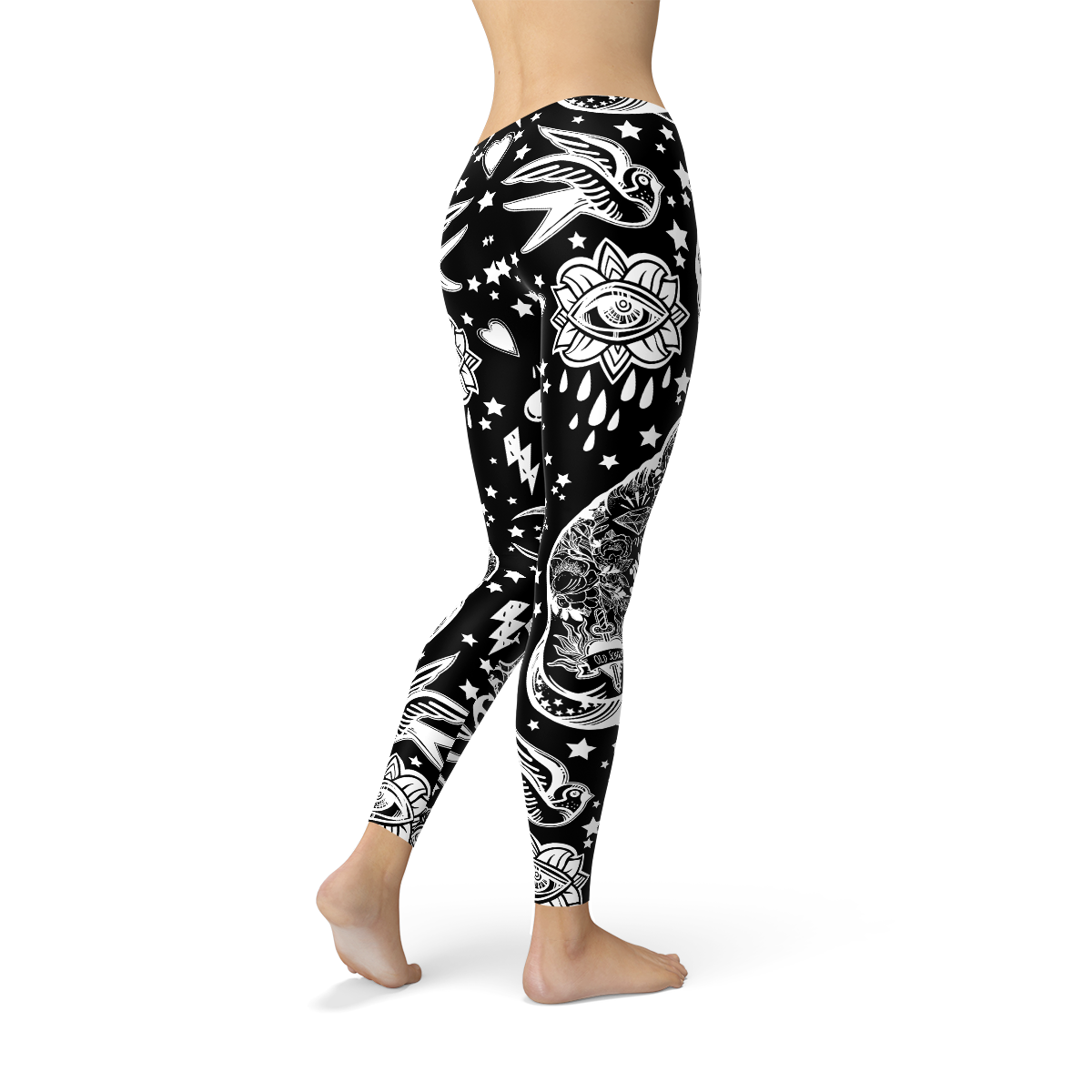 Womens Black Magic Cat Leggings | Maroon Sooty