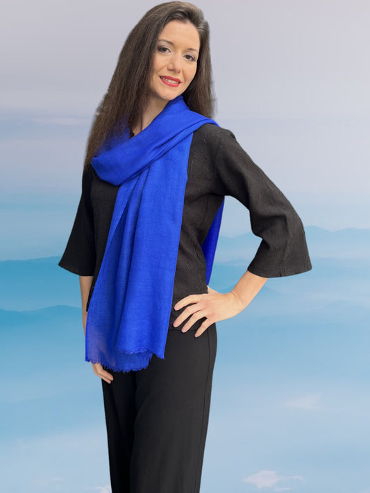 Cobalt Featherlight Wool Scarf