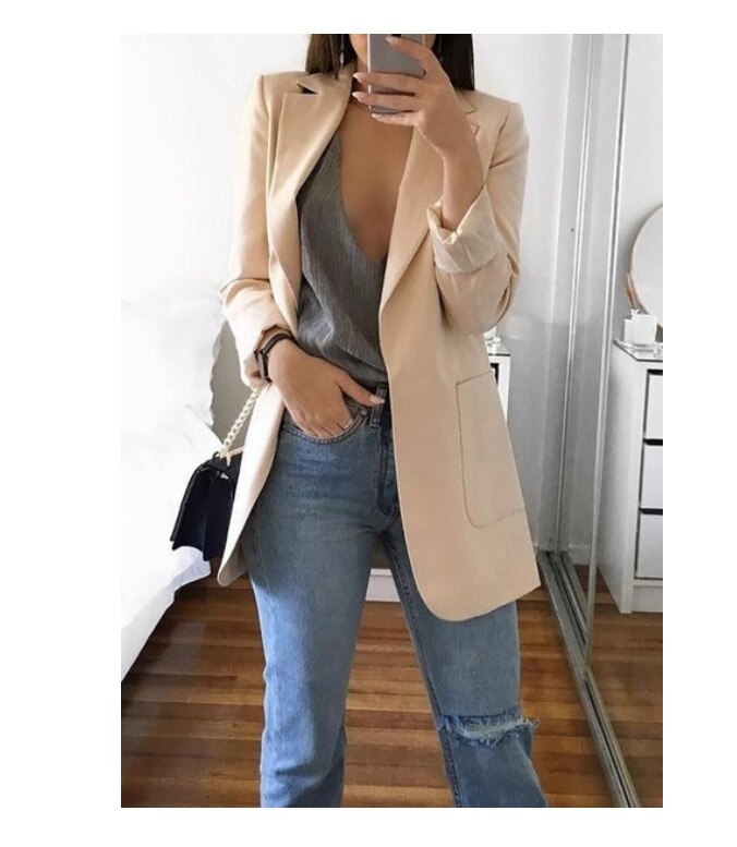Autumn Women Casual Slim Blazers Suit Jacket Fashion Lady Office Suit | Blue Charlie