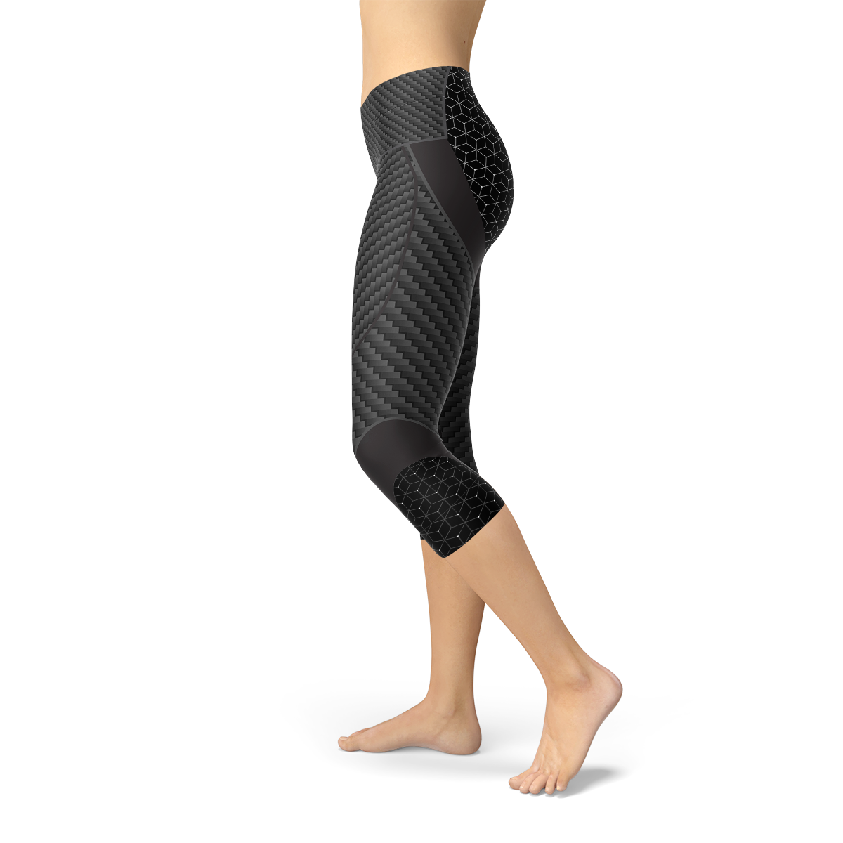 Womens Carbon Fiber Sports Capri Leggings | Maroon Sooty