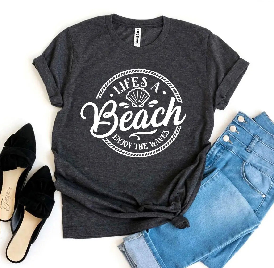 Life’s a Beach Enjoy The Waves T-shirt | Premium Ring Spun Cotton, Comfortable Fit | Agate