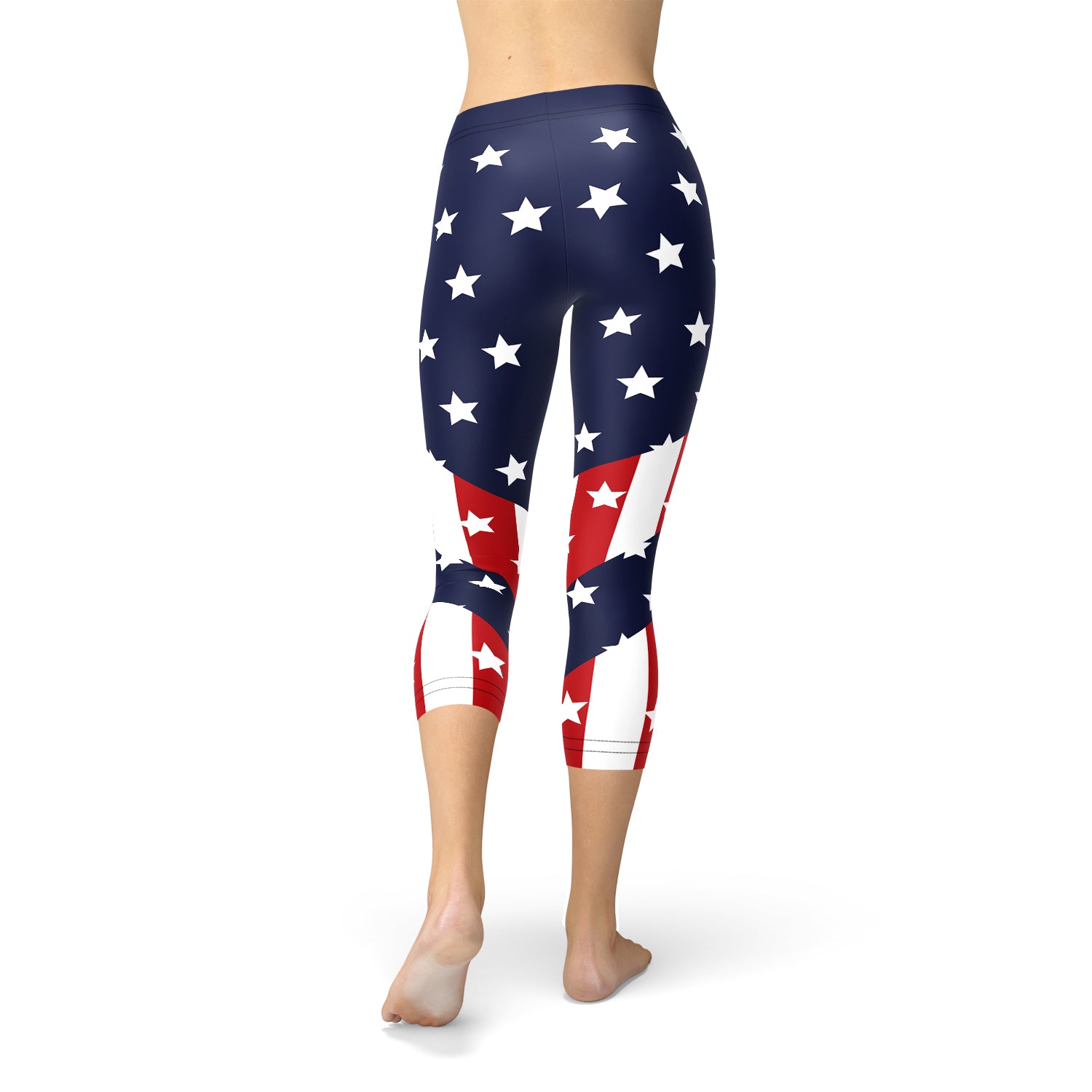 Womens American Flag Capri Leggings | Maroon Sooty