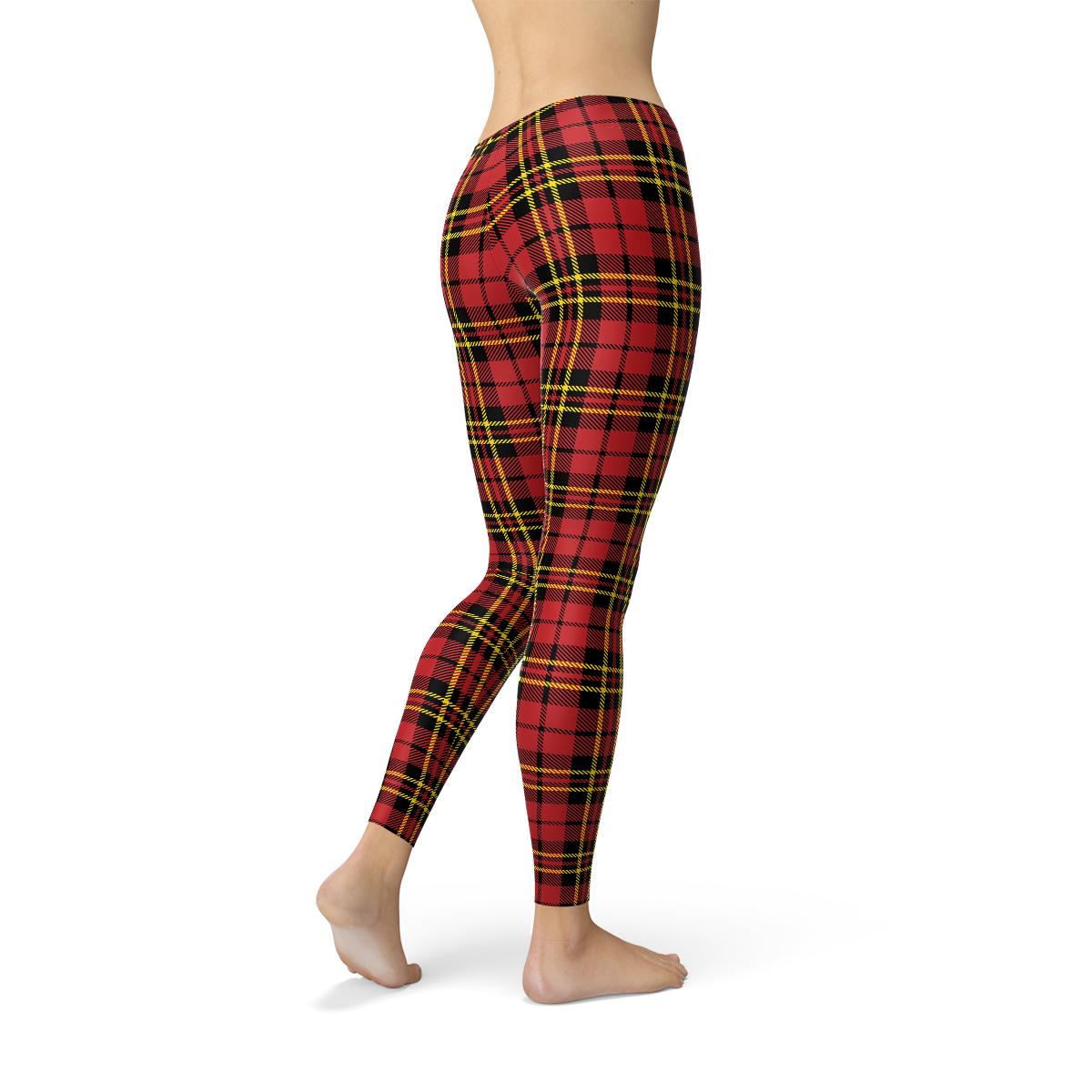Womens Red Plaid Tartan Leggings | Maroon Sooty