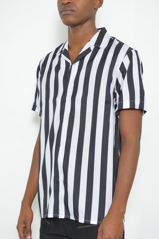 Mens Striped Print Button Down Shirt
