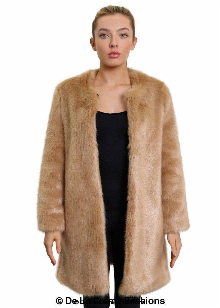 De La Creme Womens Faux Fur Classic Coat | Rose Eleusis