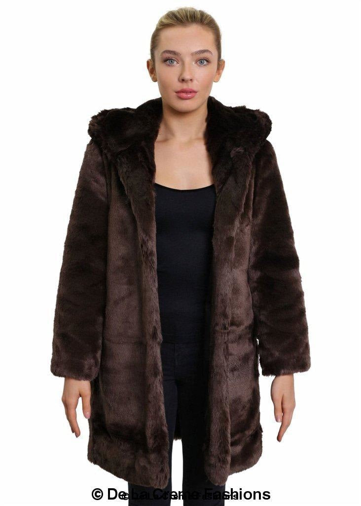 De La Creme - Women's Luxury Faux Fur Jacket Ladies Hooded Winter Coat | Rose Eleusis