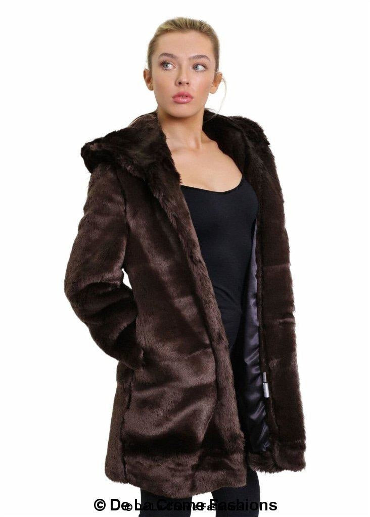 De La Creme - Women's Luxury Faux Fur Jacket Ladies Hooded Winter Coat | Rose Eleusis