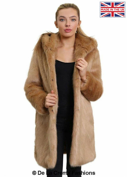 De La Creme - Women's Luxury Faux Fur Jacket Ladies Hooded Winter Coat | Rose Eleusis