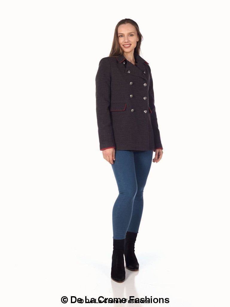De La Creme Womens Military Style Pea Coat | Rose Eleusis