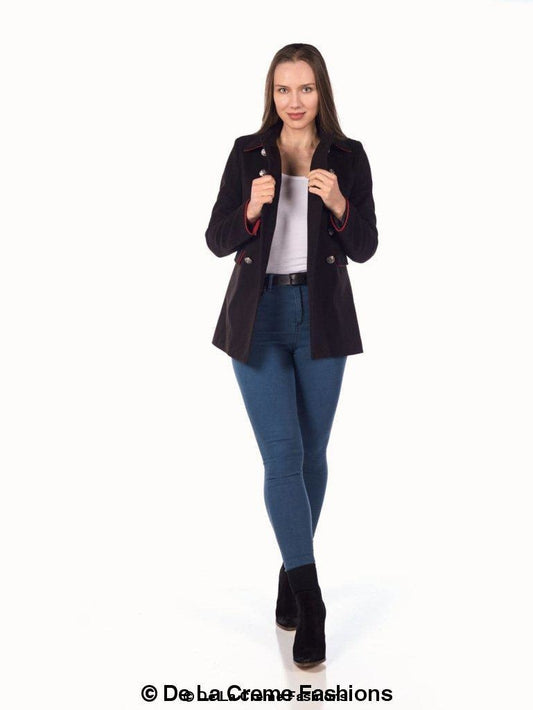 De La Creme Womens Military Style Pea Coat | Rose Eleusis