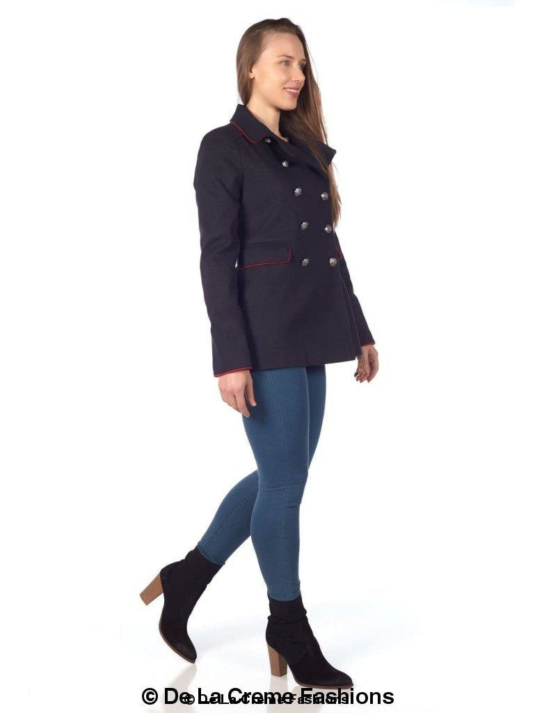 De La Creme Womens Military Style Pea Coat | Rose Eleusis